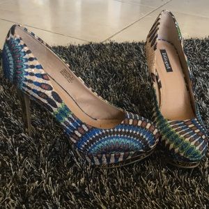 Multi Colored Blue Pumps